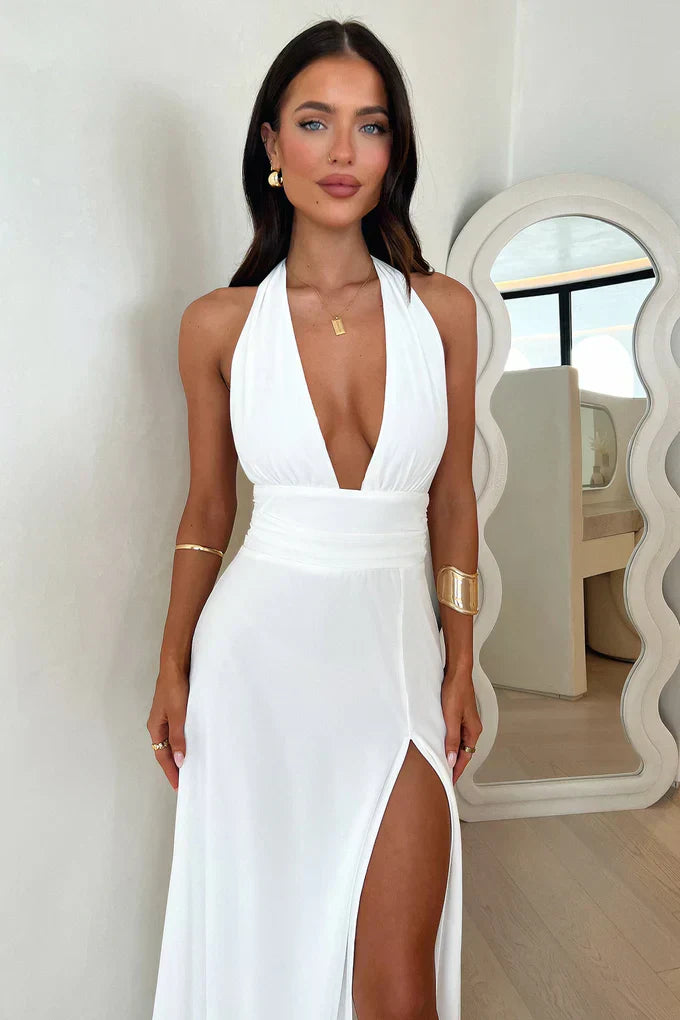Sky – Halter Neck Flow Maxi Dress