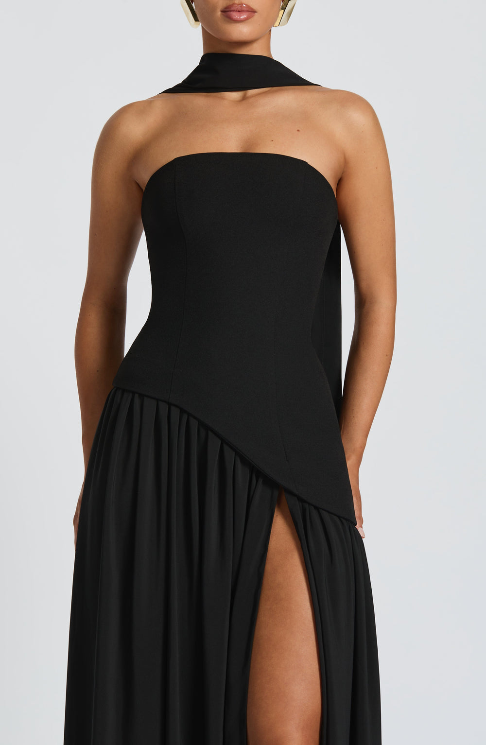 Sculpted Strapless Flow Maxi Dress