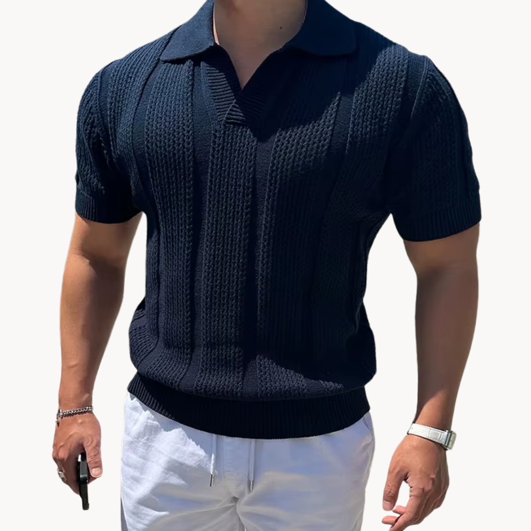 Camisa de Malla con Cuello Abierto