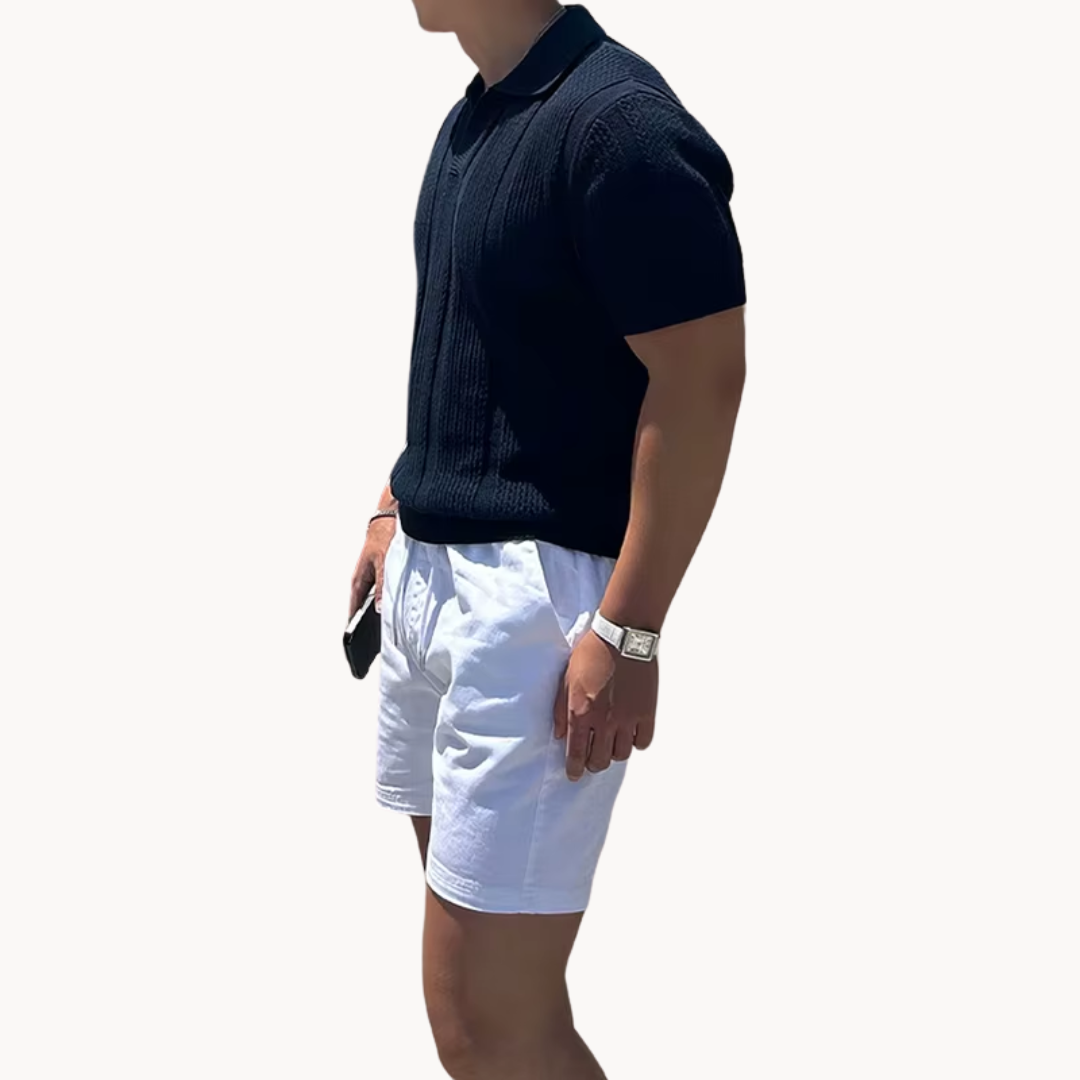 Camisa de Malla con Cuello Abierto