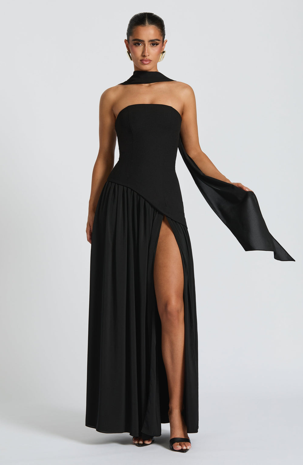 Sculpted Strapless Flow Maxi Dress