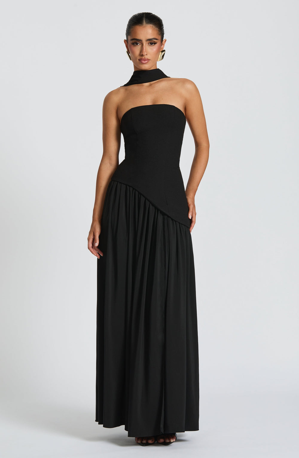 Sculpted Strapless Flow Maxi Dress