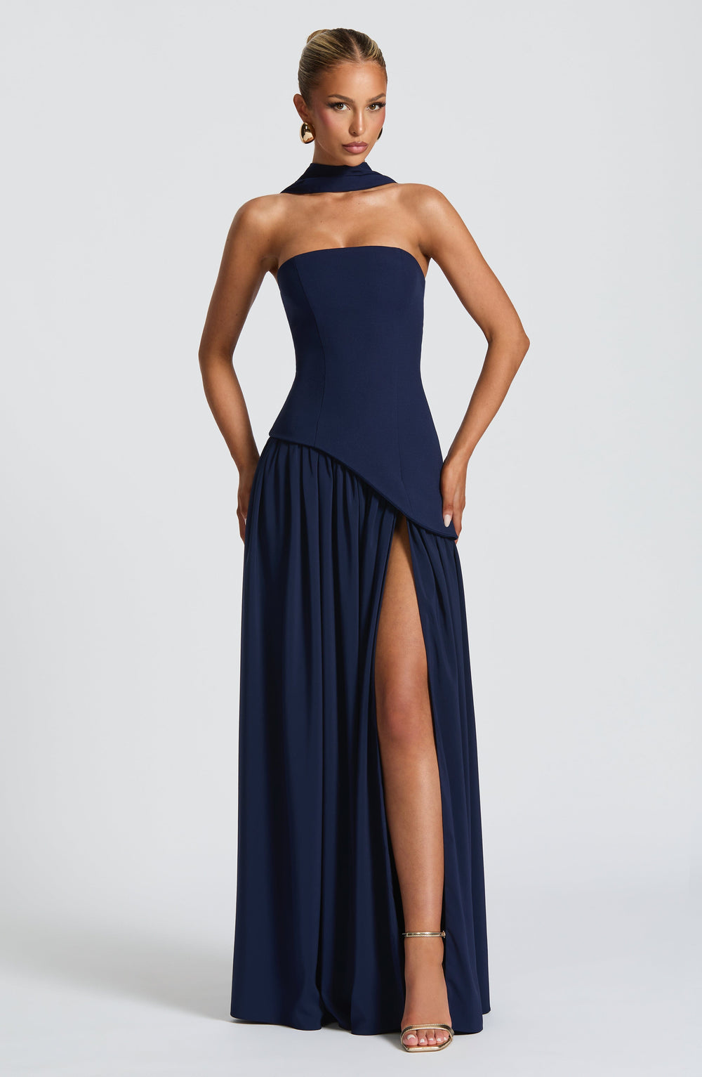 Sculpted Strapless Flow Maxi Dress