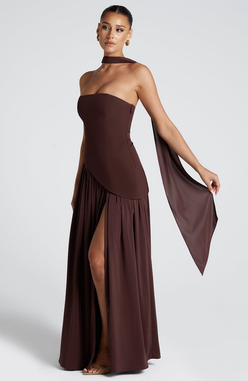 Sculpted Strapless Flow Maxi Dress