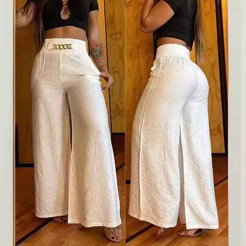 Pantalones de cintura alta con detalle en el cinturón